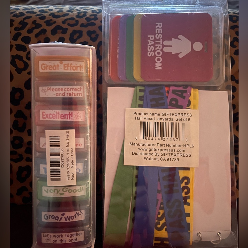 Express Hall Pass Lanyards Set and Reliancer Self inking stamps